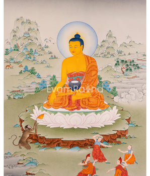 Buddha Shakyamuni thangka with FREE BROCADE