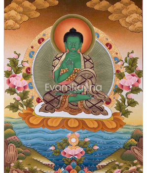 Original Hand-Painted Thangka of Amoghasiddhi | Religious Art Painting