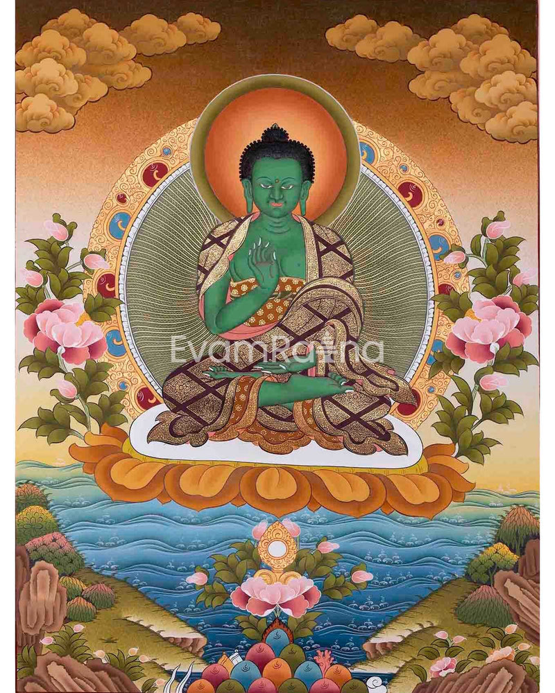 Original Hand-Painted Thangka of Amoghasiddhi | Religious Art Painting