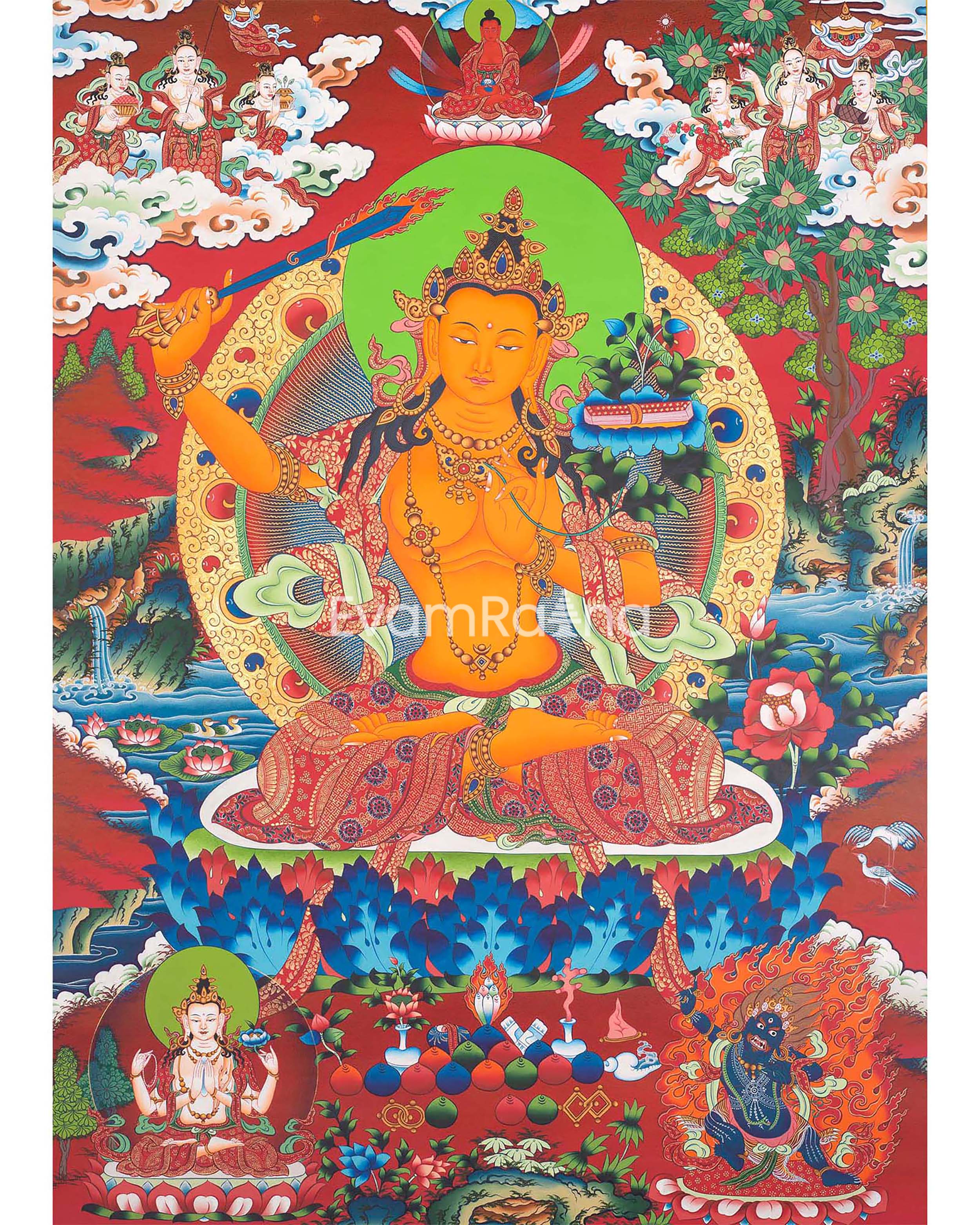 Manjushri Tibetan Thangka Print