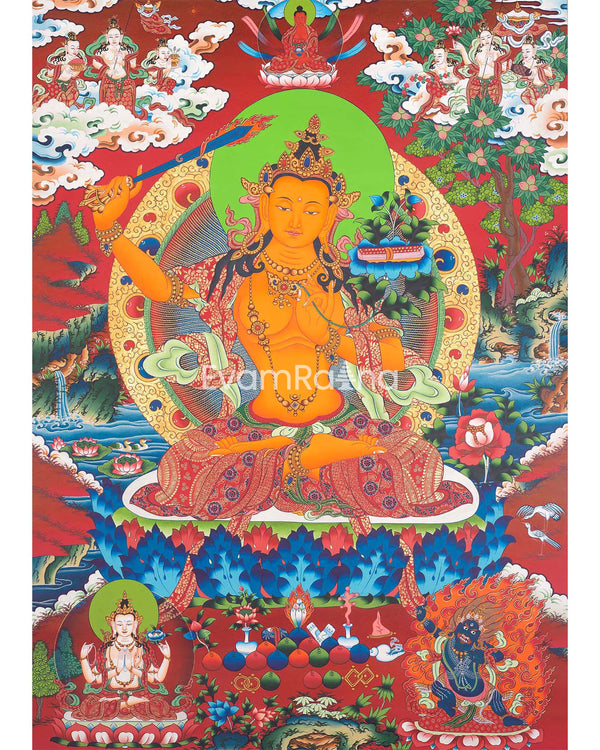 Manjushri Tibetan Thangka Print