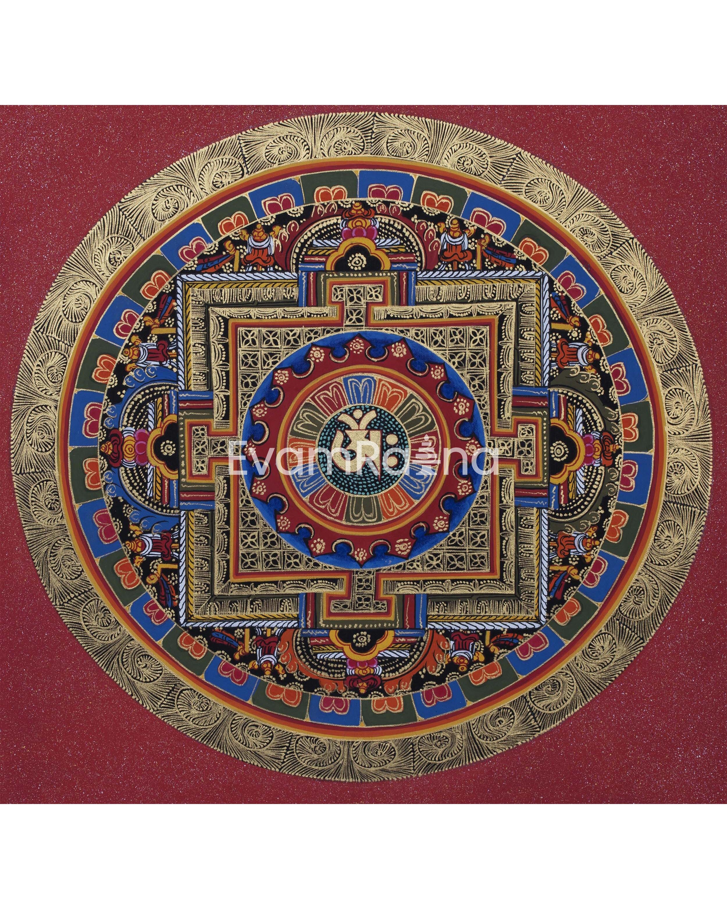 Original Handmade OM Mantra Mandala Thangka | Meditation & Peace | Home Decor