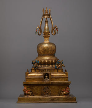 Large Tibetan Stupa Statue | Buddhist Monument for Home Decor