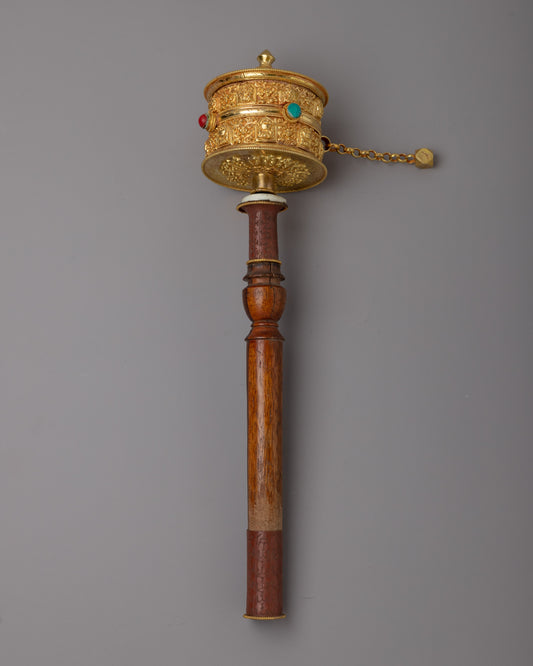 Gold Hand Held Prayer Wheel