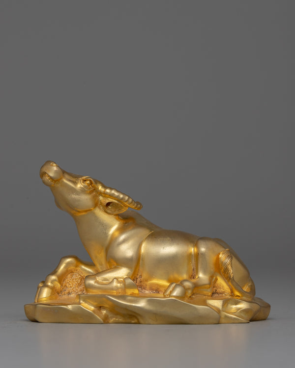 Gold-Plated Buffalo Statue 