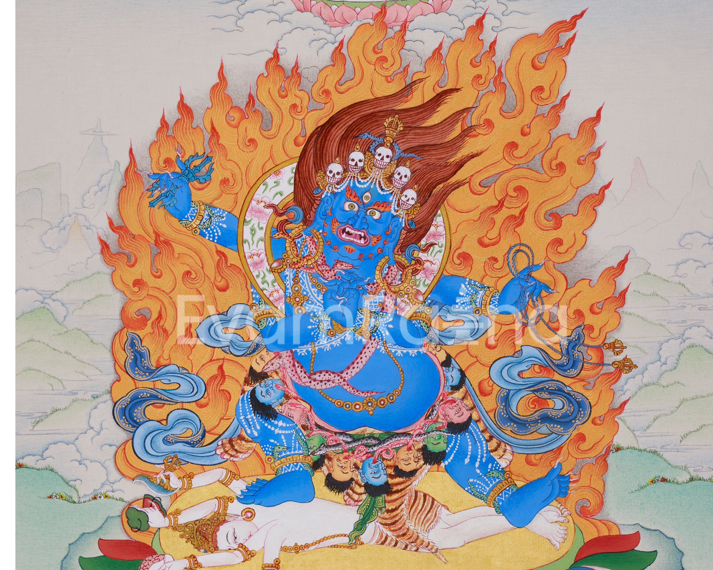 Sakya Vajrapani, Bhutadamara Thangka | Protector of Buddhist Teachings
