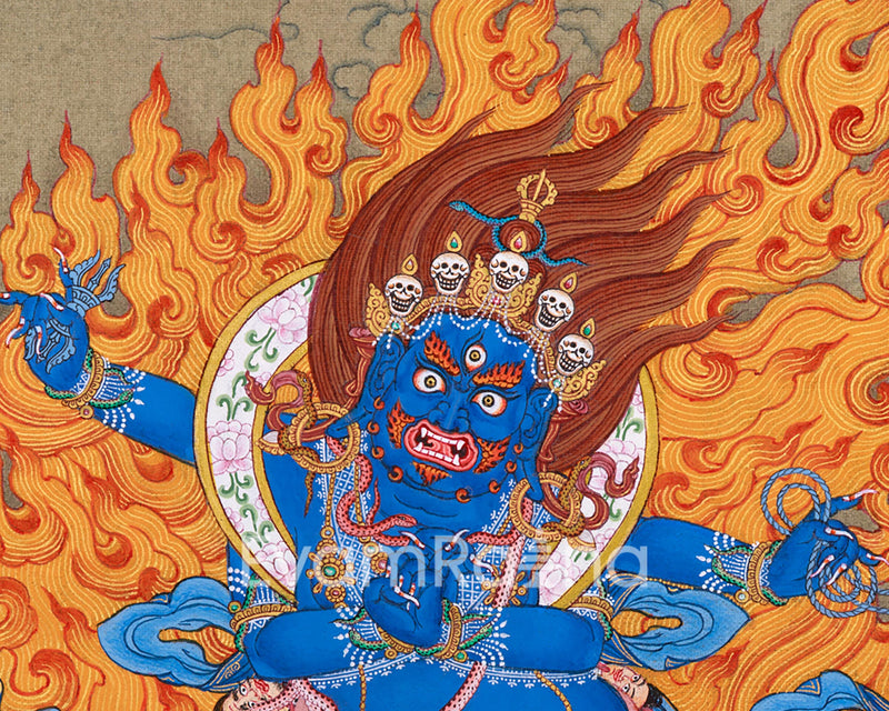 Bhutadamara Bodhisattva Thangka | Tibetan Artwork in Natural Stone Hues