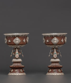 Religious offering butter lamp set