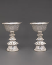 Himalayan Sacred Butter Lamp Set  | Traditional Offering Lamps