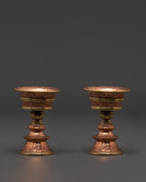 Copper Lamp Set with Intricate Design