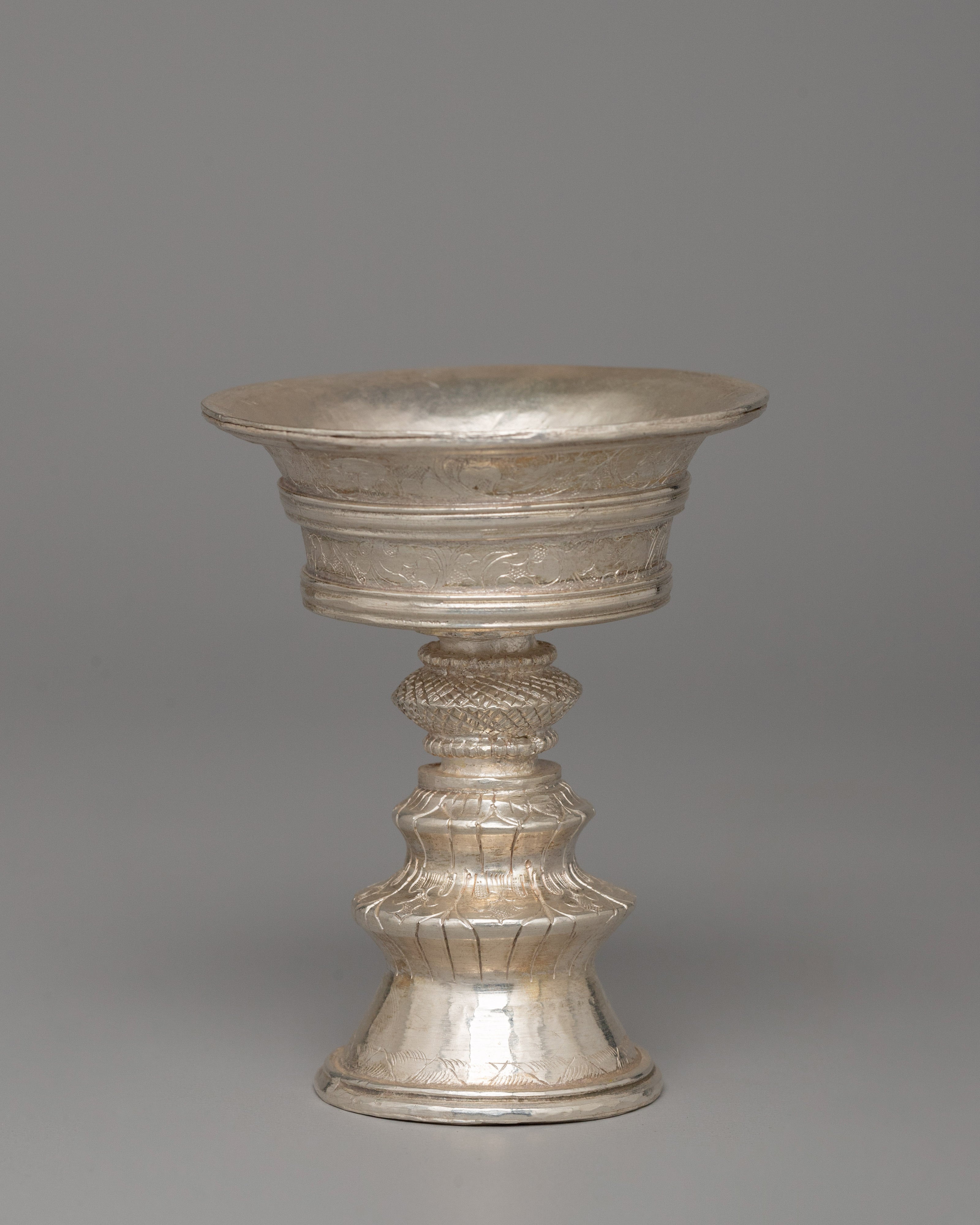 Himalayan Nepalese Pure Silver Butter Lamp