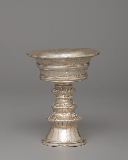 Himalayan Nepalese Pure Silver Butter Lamp