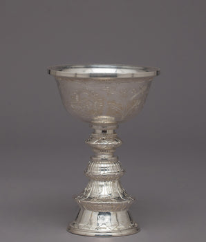 Decorative Silver Butter Lamp | Handcrafted Offering Lamp for Home