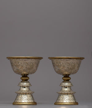 Silver Butter Lamp Prayer Set