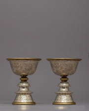 Silver Butter Lamp Prayer Set