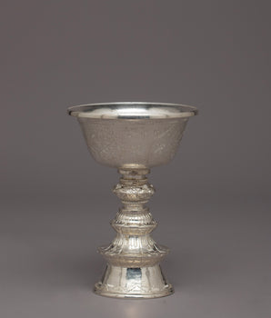 Tibetan Butter Lamp Silver | Artisan Craft for Home Altar and Ritual
