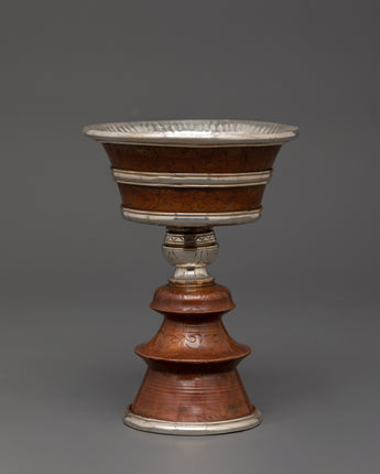 Silver-Plated Tibetan Butter Lamp