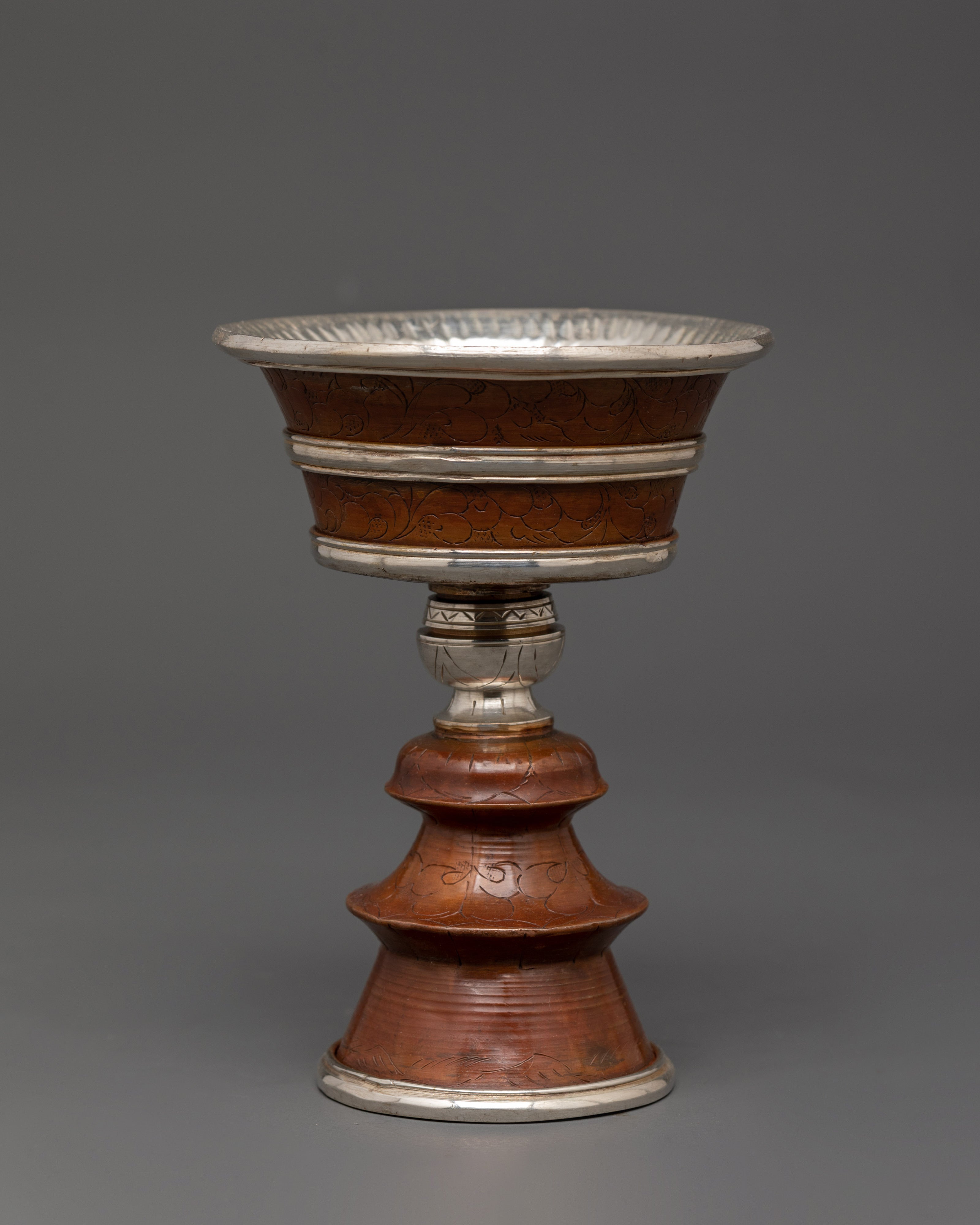 Silver-Plated Tibetan Butter Lamp