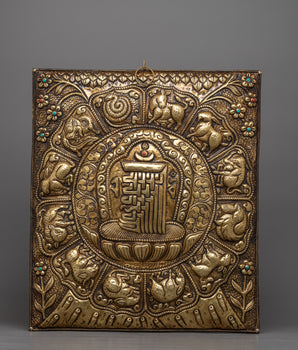 Kalcharka with Zodiac Sign Metal Wall Hanging