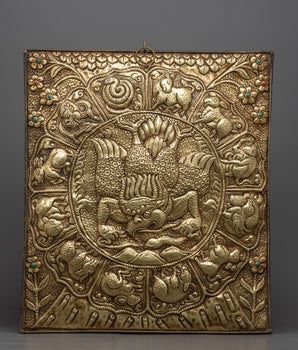 Metal Wall Hanging Garuda with Zodiac Sign