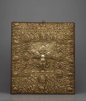 Tibetan Brass Garuda Thangka Wall Hanging | Auspicious Symbol of Spiritual Protection