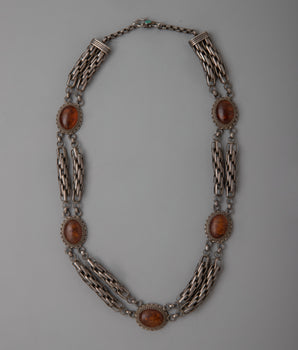 59 cm Long Chain Necklace | Five Beautifully Set Gemstones