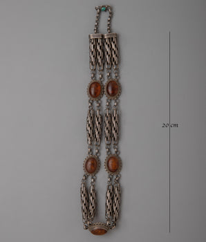 59 cm Long Chain Necklace | Five Beautifully Set Gemstones
