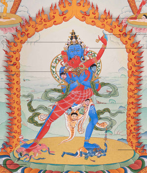 The Chakrasamvara Meditation Thangka | Tibetan Hand Painted Yidam Deity | Wall Hanging Decor