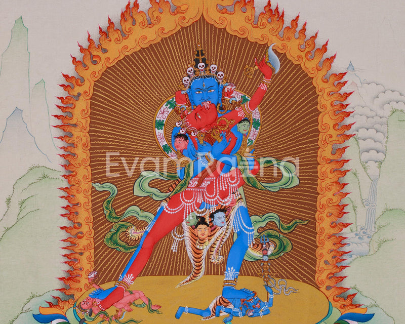 Chakrasamvara Yab-Yum Thangka | Embodiment of Divine Union and Enlightened Energy