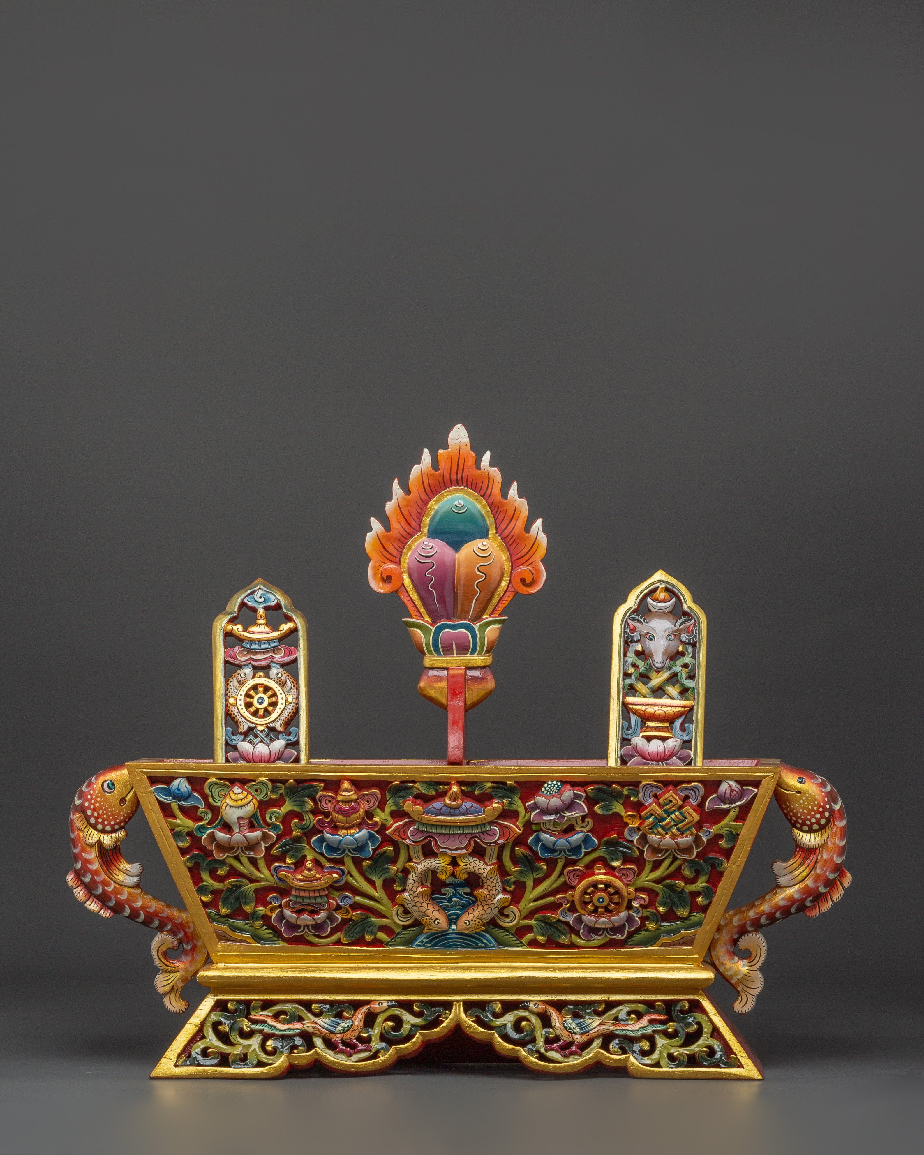 Traditional Chemar Box | Tibetan Wooden Ritual Storage Box
