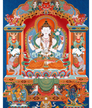 Chenrezig with Manjushri and Vajrapani Thangka 