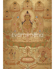Full Gold Chengrezig Thangka