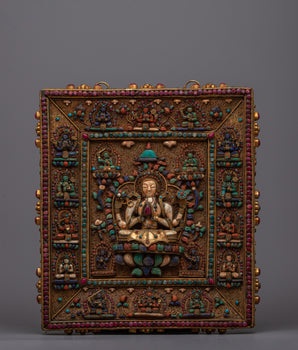 Chenresig with Other Deities Wall Hanging Decor