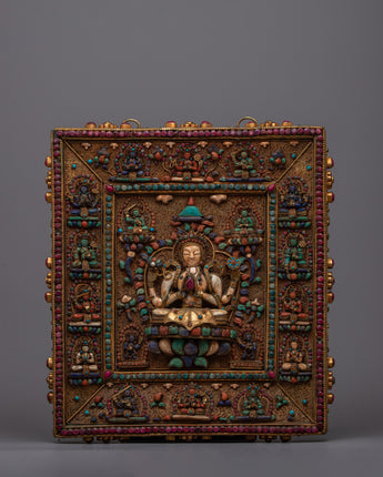 Chenresig with Other Deities Wall Hanging Decor 