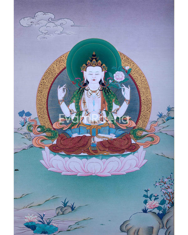 Unique Thangka of Chenresig