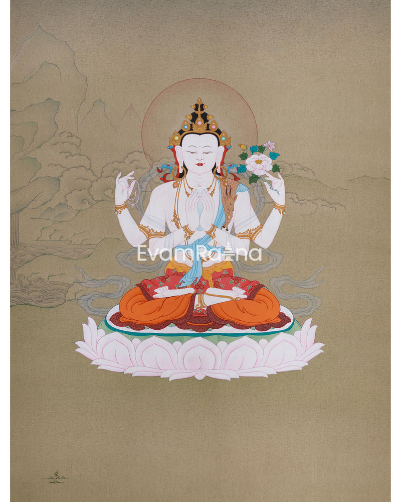 Chenrezig Avalokiteshvara Thangka: Symbol of Universal Compassion