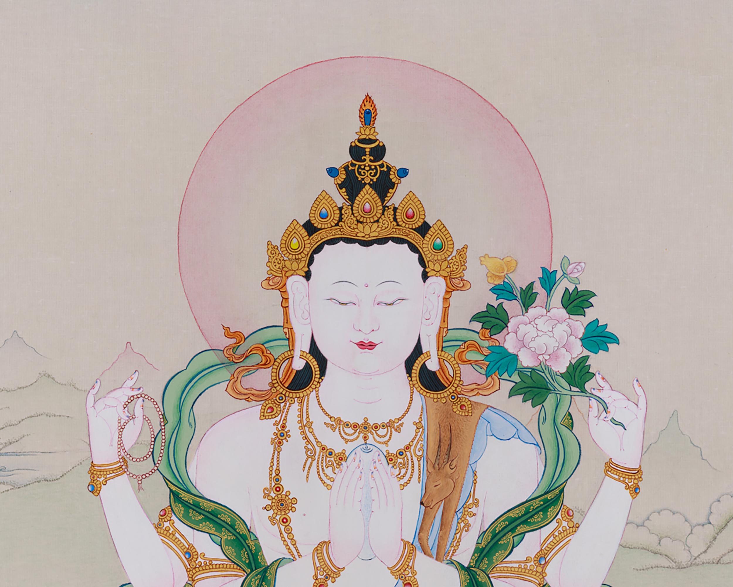 Authentic Tibetan Thangka of Chenrezig | Symbol of Loving-Kindness and Awakening