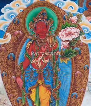 Newari Pauva Avalokitesvara Painting For Wall Decoration | Tibetan Bodhisattva Of Compassion Wall Art