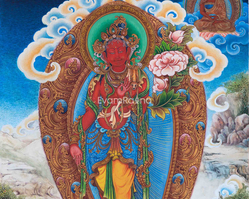 Newari Pauva Avalokitesvara Painting For Wall Decoration | Tibetan Bodhisattva Of Compassion Wall Art