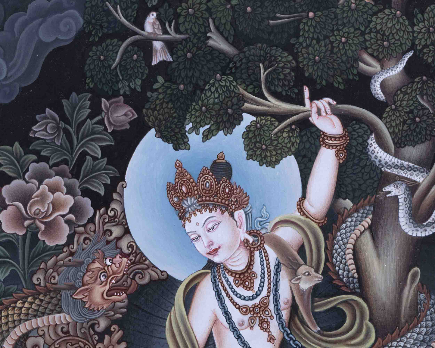 Arya Avalokiteshvara Digital Pauba Print | Chenrezig The Bodhisattva Of Compassion Art For Room Decoration