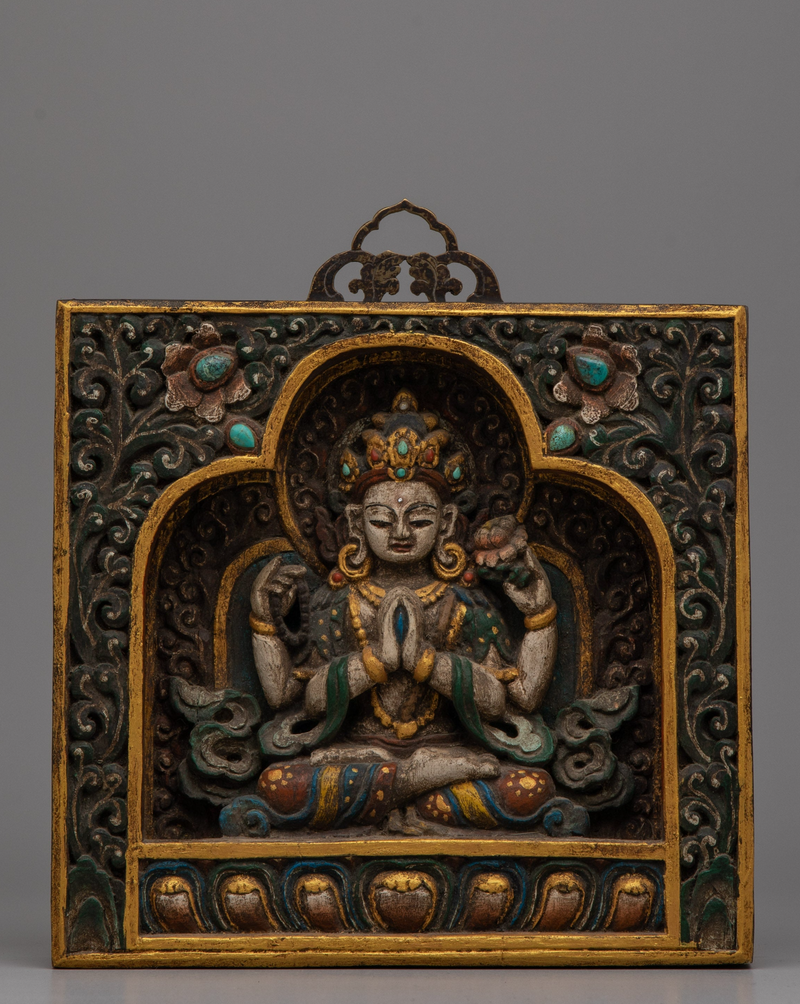 Tibetan Ghau Amulet with Chenresig
