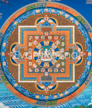 Chenresig Mandala Thangka Print | Traditional Tibetan Mandala Artwork | Meditation Art