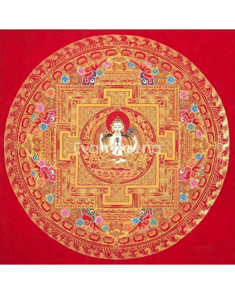 Chengrezig Mandala Thangka