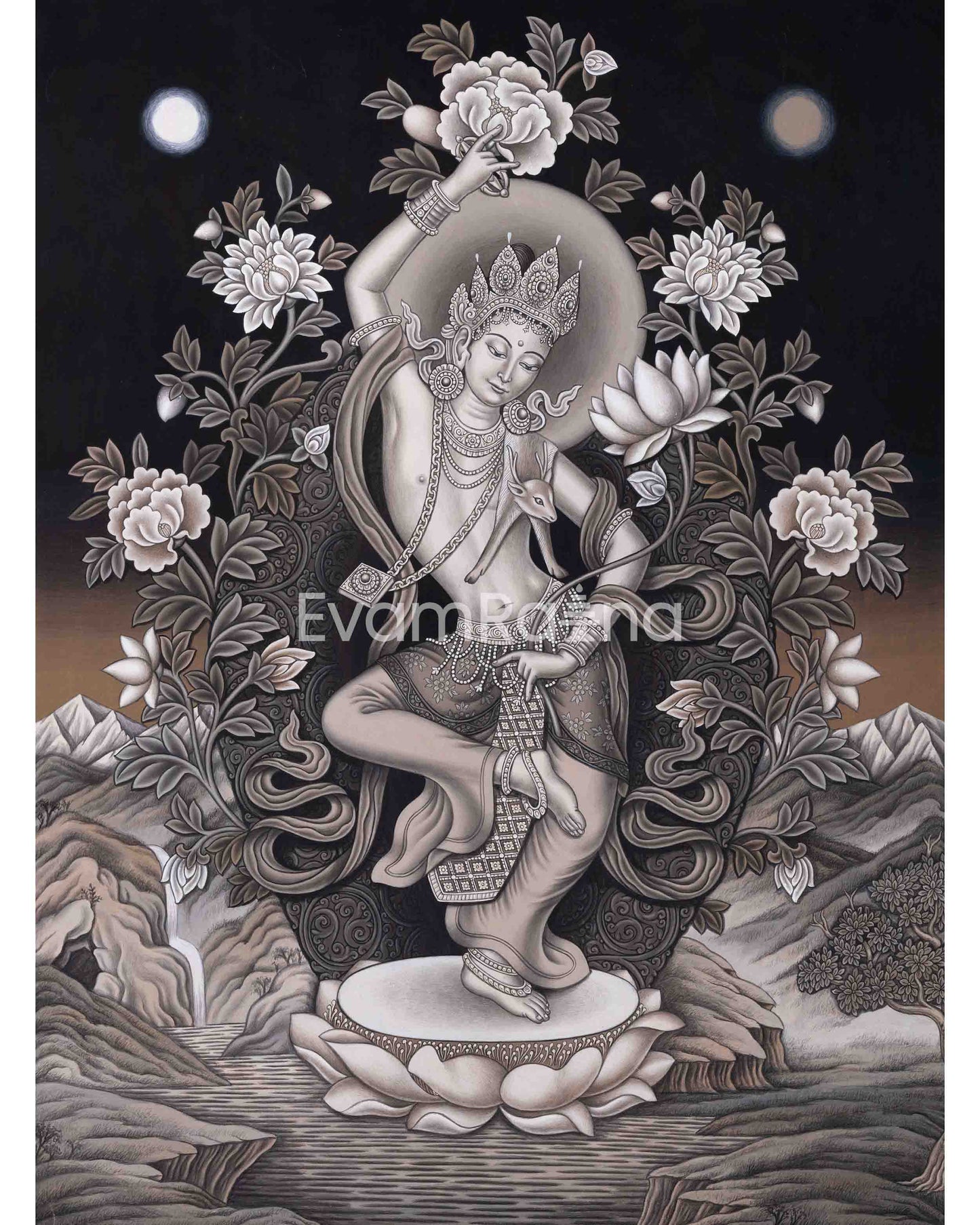 Himalayan Giclee Print For Chenrezig Meditation Practice