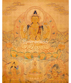 24K Gold Style Avalokitesvara Chengrezig Thangka