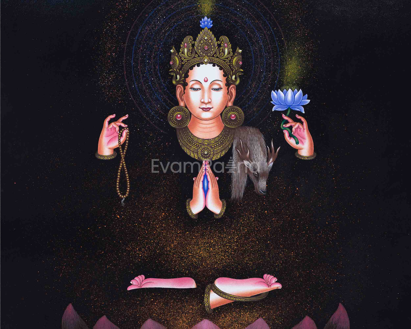 Bodhisattva Avalokitesvara High-Quality Pauba Print | Chenrezig The Bodhisattva Of Compassion Tibetan Poster