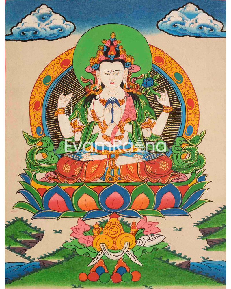 Avalokitesvara Chengrezig Thangka: