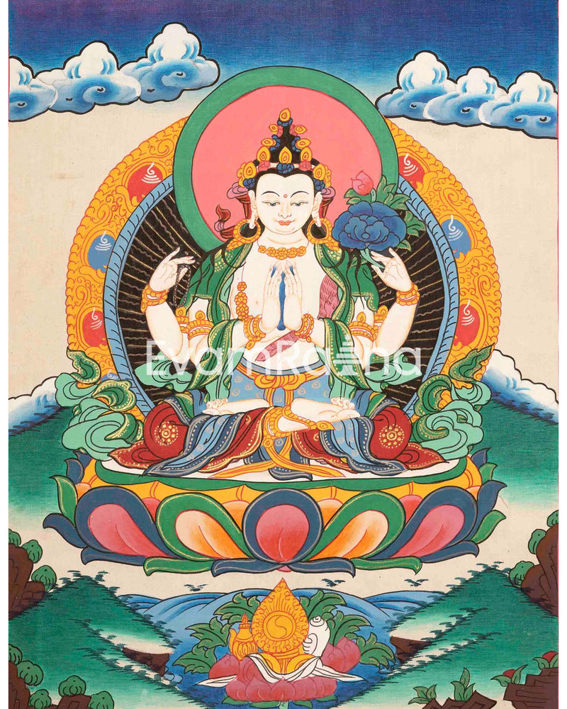 Avalokitesvara Chengrezig Thangka: