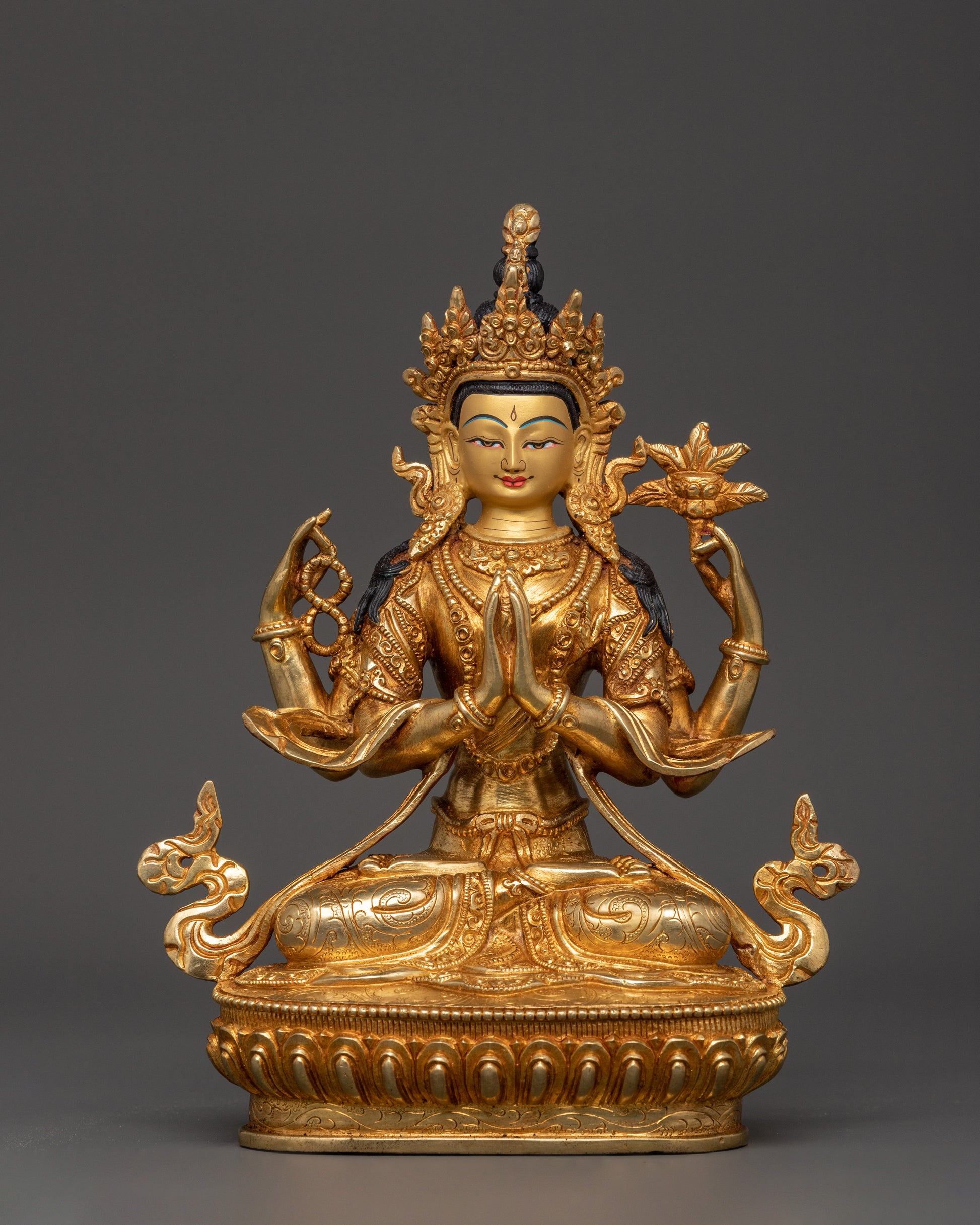 Sacred Gold-Plated Chenresig Statue 