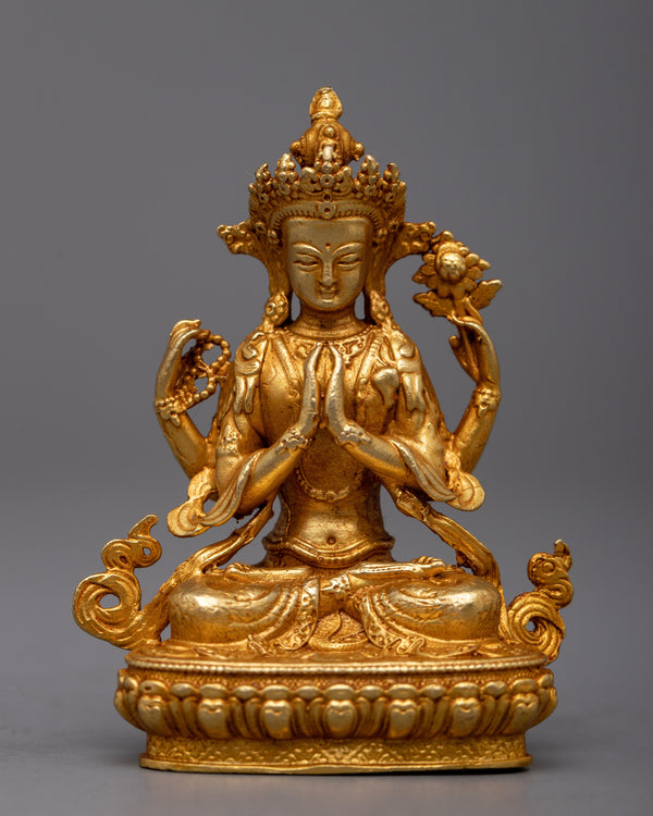 Buddhist Chenresig Copper Statue 
